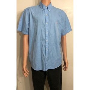 Ralph Lauren Mens Classic Fit Feather Weight Twill Short Sleeve Blue Shirt Sz XL